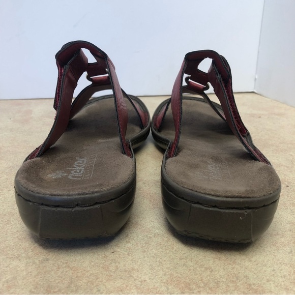 Rieker Antistress Sandals W/Velcro Strap Tooled Leather Design Size 38 (7.5 US) - Picture 4 of 11